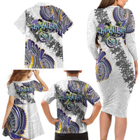 Traditional Art Hawaiian Kakau Tattoos Family Matching Long Sleeve Bodycon Dress and Hawaiian Shirt Graffiti Style - Polynesian Pride