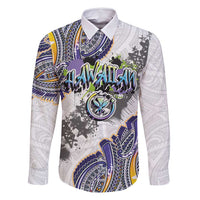 Traditional Art Hawaiian Kakau Tattoos Family Matching Long Sleeve Bodycon Dress and Hawaiian Shirt Graffiti Style - Polynesian Pride