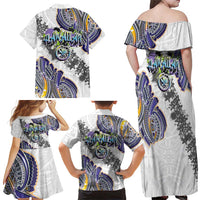 Traditional Art Hawaiian Kakau Tattoos Family Matching Off Shoulder Maxi Dress and Hawaiian Shirt Graffiti Style - Polynesian Pride