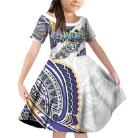 Traditional Art Hawaiian Kakau Tattoos Family Matching Off Shoulder Short Dress and Hawaiian Shirt Graffiti Style - Polynesian Pride