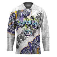 Traditional Art Hawaiian Kakau Tattoos Hockey Jersey Graffiti Style LT03 Unisex White - Polynesian Pride