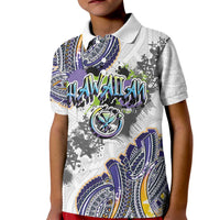 Traditional Art Hawaiian Kakau Tattoos Kid Polo Shirt Graffiti Style - Polynesian Pride