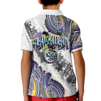 Traditional Art Hawaiian Kakau Tattoos Kid Polo Shirt Graffiti Style - Polynesian Pride