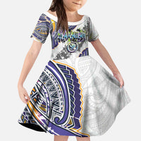 Traditional Art Hawaiian Kakau Tattoos Kid Short Sleeve Dress Graffiti Style - Polynesian Pride