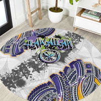 Traditional Art Hawaiian Kakau Tattoos Round Carpet Graffiti Style - Polynesian Pride