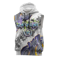 Traditional Art Hawaiian Kakau Tattoos Sleeveless Hoodie Graffiti Style LT03 White - Polynesian Pride