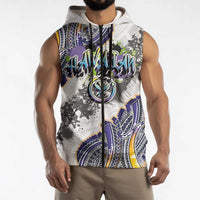 Traditional Art Hawaiian Kakau Tattoos Sleeveless Zip Hoodie Graffiti Style LT03 - Polynesian Pride