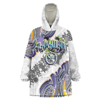 Traditional Art Hawaiian Kakau Tattoos Wearable Blanket Hoodie Graffiti Style LT03 One Size White - Polynesian Pride