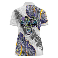 Traditional Art Hawaiian Kakau Tattoos Women Polo Shirt Graffiti Style LT03 - Polynesian Pride