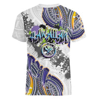 Traditional Art Hawaiian Kakau Tattoos Women V-Neck T-Shirt Graffiti Style LT03 - Polynesian Pride