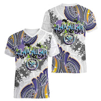 Traditional Art Hawaiian Kakau Tattoos Women V-Neck T-Shirt Graffiti Style LT03 - Polynesian Pride