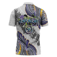 Traditional Art Hawaiian Kakau Tattoos Zipper Polo Shirt Graffiti Style LT03 - Polynesian Pride