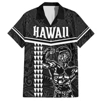 Custom Hawaii Warrior Family Matching Tank Maxi Dress and Hawaiian Shirt Kakau Quilt Pattern LT03 Dad's Shirt - Short Sleeve Black - Polynesian Pride
