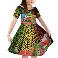 Hawaii Womens Day Wahine Family Matching Mermaid Dress and Hawaiian Shirt Strong Beautiful Woman with Kakau Style LT03 Daughter's Dress Red - Polynesian Pride