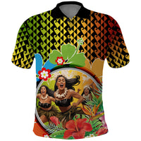 Hawaii Womens Day Wahine Polo Shirt Strong Beautiful Woman with Kakau Style LT03 Red - Polynesian Pride