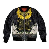 Flores de Mayo and Filipino Fiesta Bomber Jacket The Sun-Jasmine and Polynesian Yakan Tattoo Barong Style