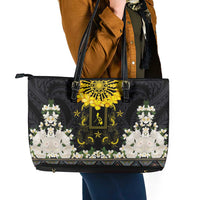 Flores de Mayo and Filipino Fiesta Leather Tote Bag The Sun-Jasmine and Polynesian Yakan Tattoo Barong Style