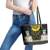 Flores de Mayo and Filipino Fiesta Leather Tote Bag The Sun-Jasmine and Polynesian Yakan Tattoo Barong Style