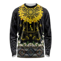 Flores de Mayo and Filipino Fiesta Long Sleeve Shirt The Sun-Jasmine and Polynesian Yakan Tattoo Barong Style