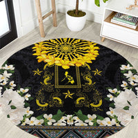 Flores de Mayo and Filipino Fiesta Round Carpet The Sun-Jasmine and Polynesian Yakan Tattoo Barong Style