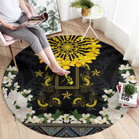 Flores de Mayo and Filipino Fiesta Round Carpet The Sun-Jasmine and Polynesian Yakan Tattoo Barong Style