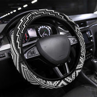 Aotearoa Tukutuku and Poutama Motif Classic Steering Wheel Cover LT03 Universal Fit Gray - Polynesian Pride