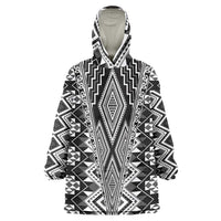 Aotearoa Tukutuku and Poutama Motif Classic Wearable Blanket Hoodie LT03 One Size Gray - Polynesian Pride