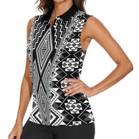 Aotearoa Tukutuku and Poutama Motif Classic Women Sleeveless Polo Shirt