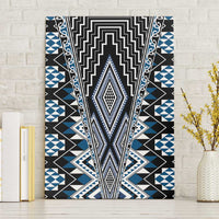 Blue Aotearoa Tukutuku and Poutama Motif Canvas Wall Art LT03 Without Frame Blue - Polynesian Pride