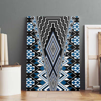 Blue Aotearoa Tukutuku and Poutama Motif Canvas Wall Art LT03 - Polynesian Pride