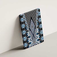 Blue Aotearoa Tukutuku and Poutama Motif Canvas Wall Art LT03 - Polynesian Pride