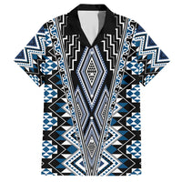 Blue Aotearoa Tukutuku and Poutama Motif Hawaiian Shirt LT03 Blue - Polynesian Pride