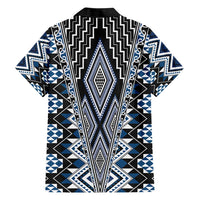 Blue Aotearoa Tukutuku and Poutama Motif Hawaiian Shirt LT03 - Polynesian Pride