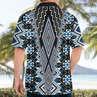 Blue Aotearoa Tukutuku and Poutama Motif Hawaiian Shirt LT03 - Polynesian Pride