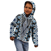 Blue Aotearoa Tukutuku and Poutama Motif Kid Hoodie