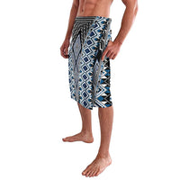 Blue Aotearoa Tukutuku and Poutama Motif Lavalava LT03 - Polynesian Pride