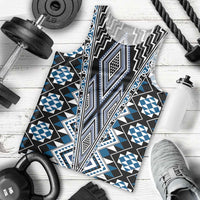 Blue Aotearoa Tukutuku and Poutama Motif Men Tank Top LT03 - Polynesian Pride