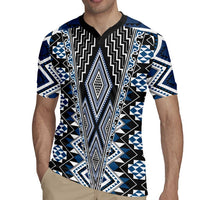 Blue Aotearoa Tukutuku and Poutama Motif Rugby Jersey