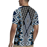 Blue Aotearoa Tukutuku and Poutama Motif Rugby Jersey