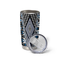 Blue Aotearoa Tukutuku and Poutama Motif Tumbler Cup LT03 - Polynesian Pride