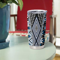 Blue Aotearoa Tukutuku and Poutama Motif Tumbler Cup LT03 - Polynesian Pride