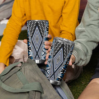 Blue Aotearoa Tukutuku and Poutama Motif Tumbler Cup LT03 - Polynesian Pride