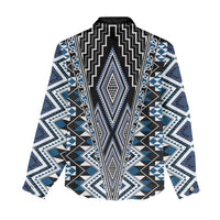 Blue Aotearoa Tukutuku and Poutama Motif Women Casual Shirt