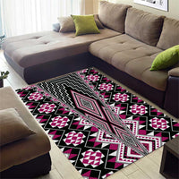 Pink Aotearoa Tukutuku and Poutama Motif Area Rug
