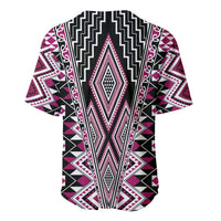 Pink Aotearoa Tukutuku and Poutama Motif Baseball Jersey
