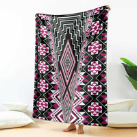 Pink Aotearoa Tukutuku and Poutama Motif Blanket LT03 - Polynesian Pride