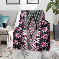 Pink Aotearoa Tukutuku and Poutama Motif Blanket LT03 - Polynesian Pride
