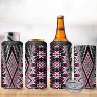 Pink Aotearoa Tukutuku and Poutama Motif 4 in 1 Can Cooler Tumbler LT03 - Polynesian Pride