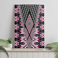 Pink Aotearoa Tukutuku and Poutama Motif Canvas Wall Art LT03 - Polynesian Pride