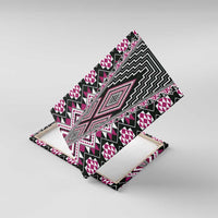Pink Aotearoa Tukutuku and Poutama Motif Canvas Wall Art LT03 With Frame Pink - Polynesian Pride